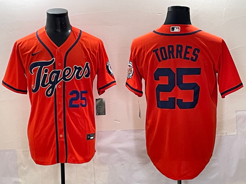 Men 2025 Detroit Tigers #25 Torres orange Nike MLB Jersey style 3->detroit tigers->MLB Jersey